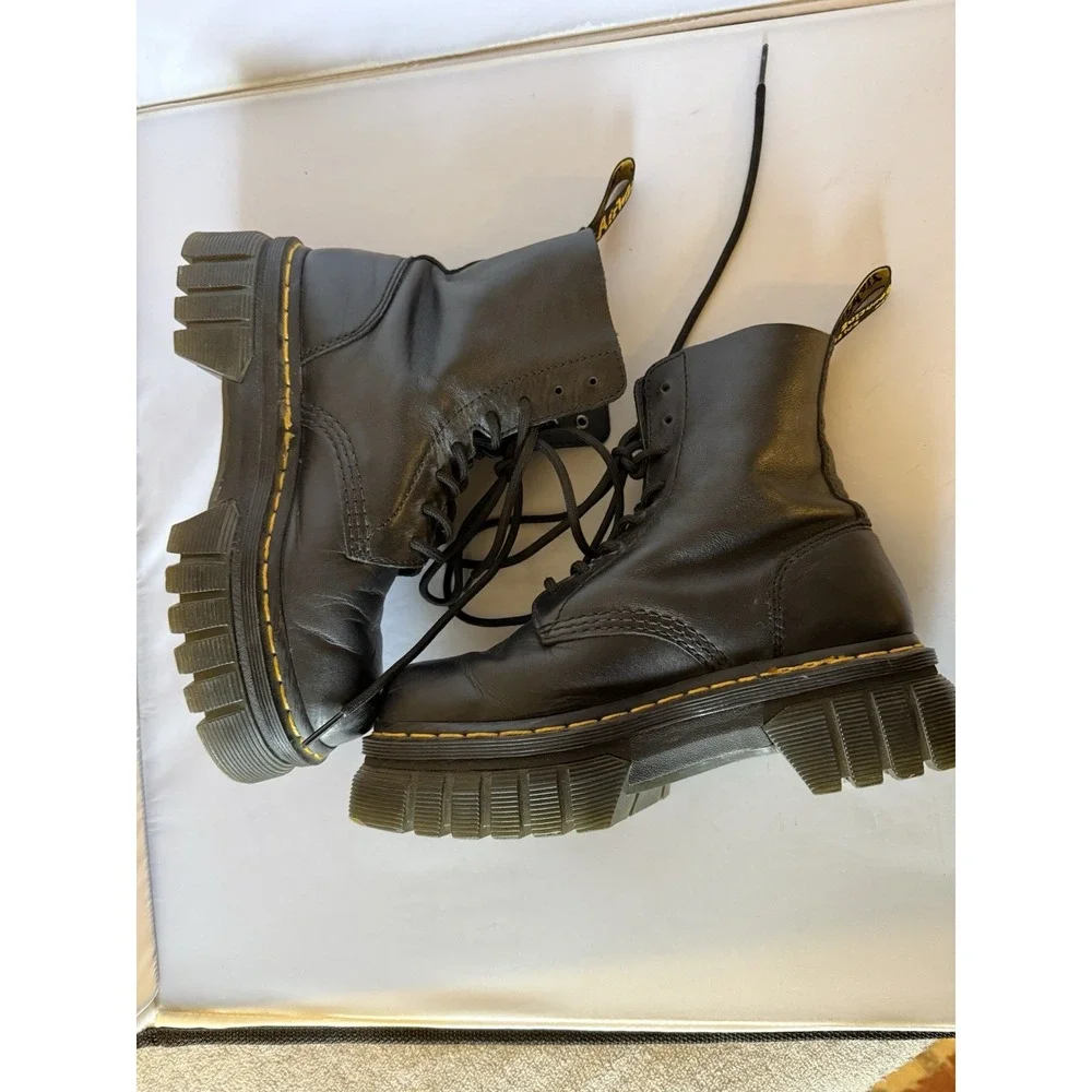Dr. Martens Audrick 8-Eye Platform Boot Napa Soft Black Leather Combat Women's 6
